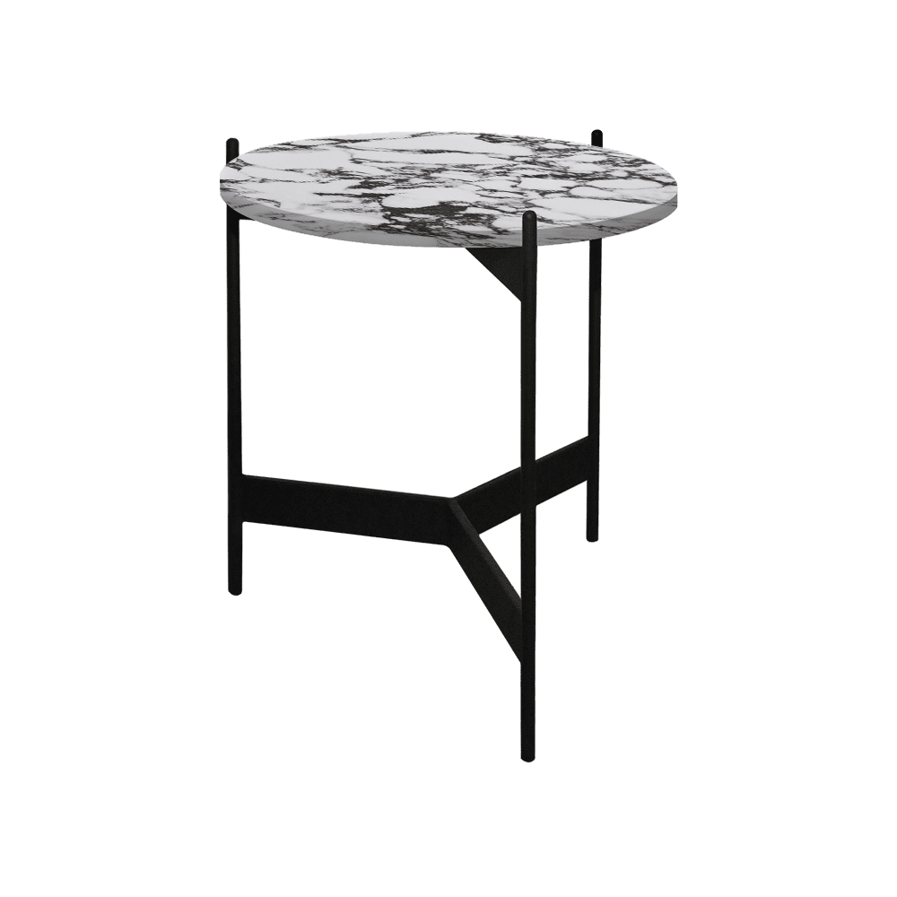 Mix & Match Round Marble Side Table with Black Y-shaped Metal Base