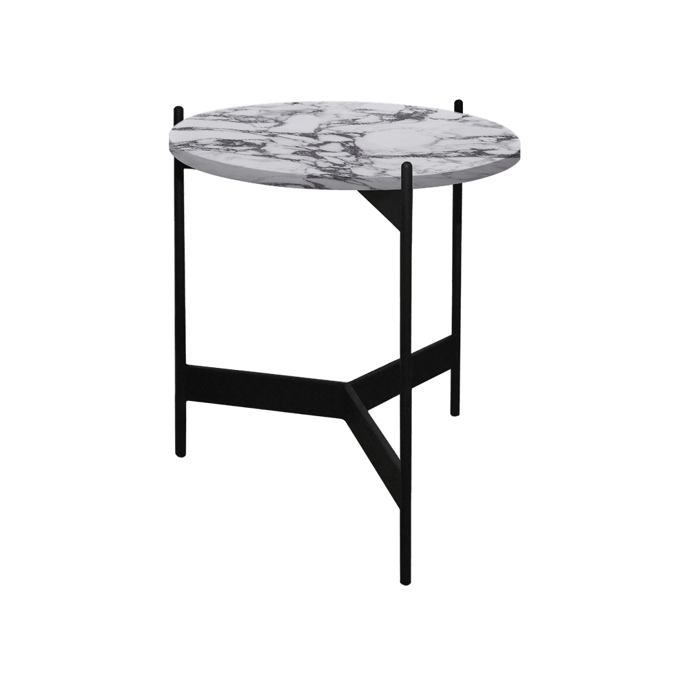 Mix & Match Round Marble Side Table with Black Y-shaped Metal Base