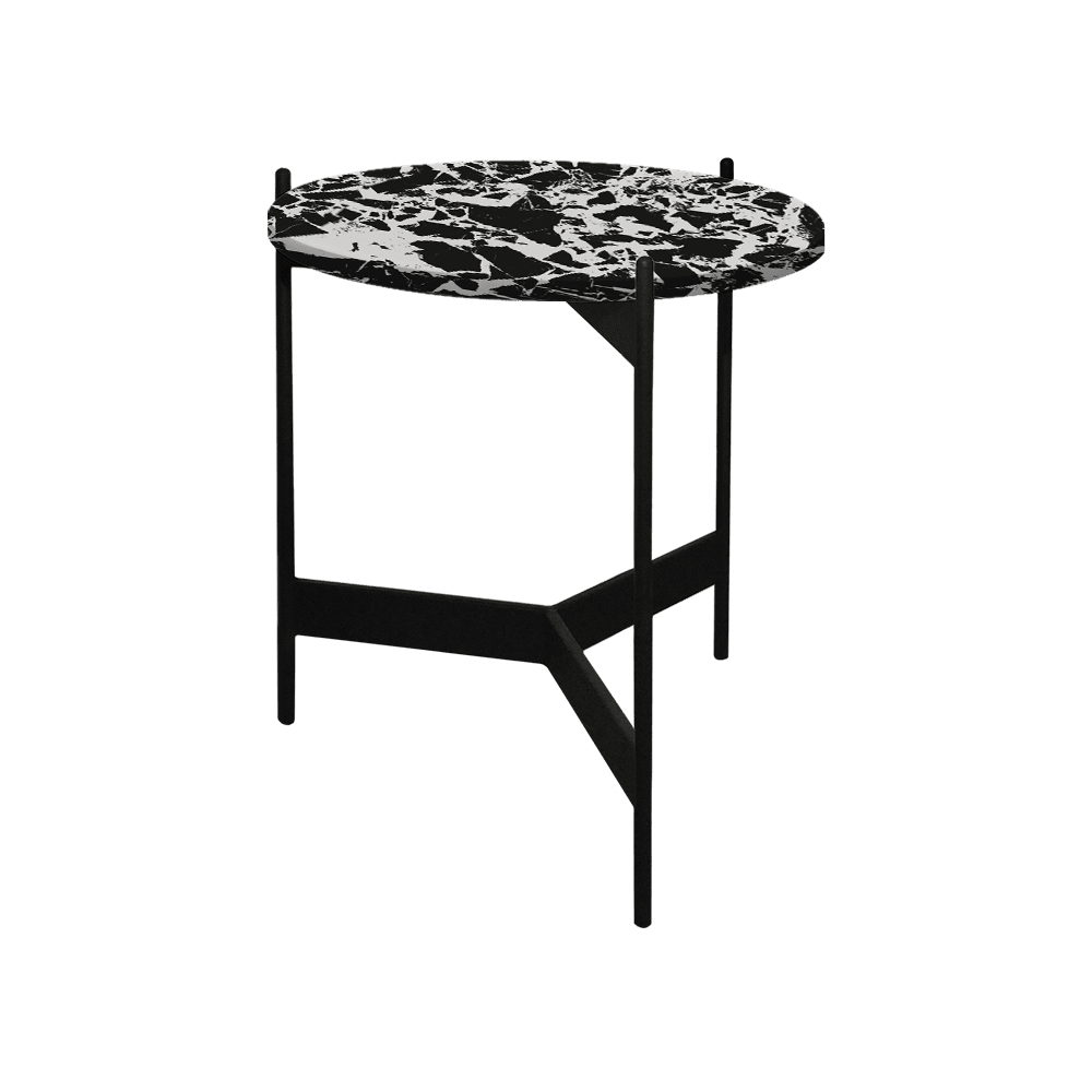 Mix & Match Round Marble Side Table with Black Y-shaped Metal Base