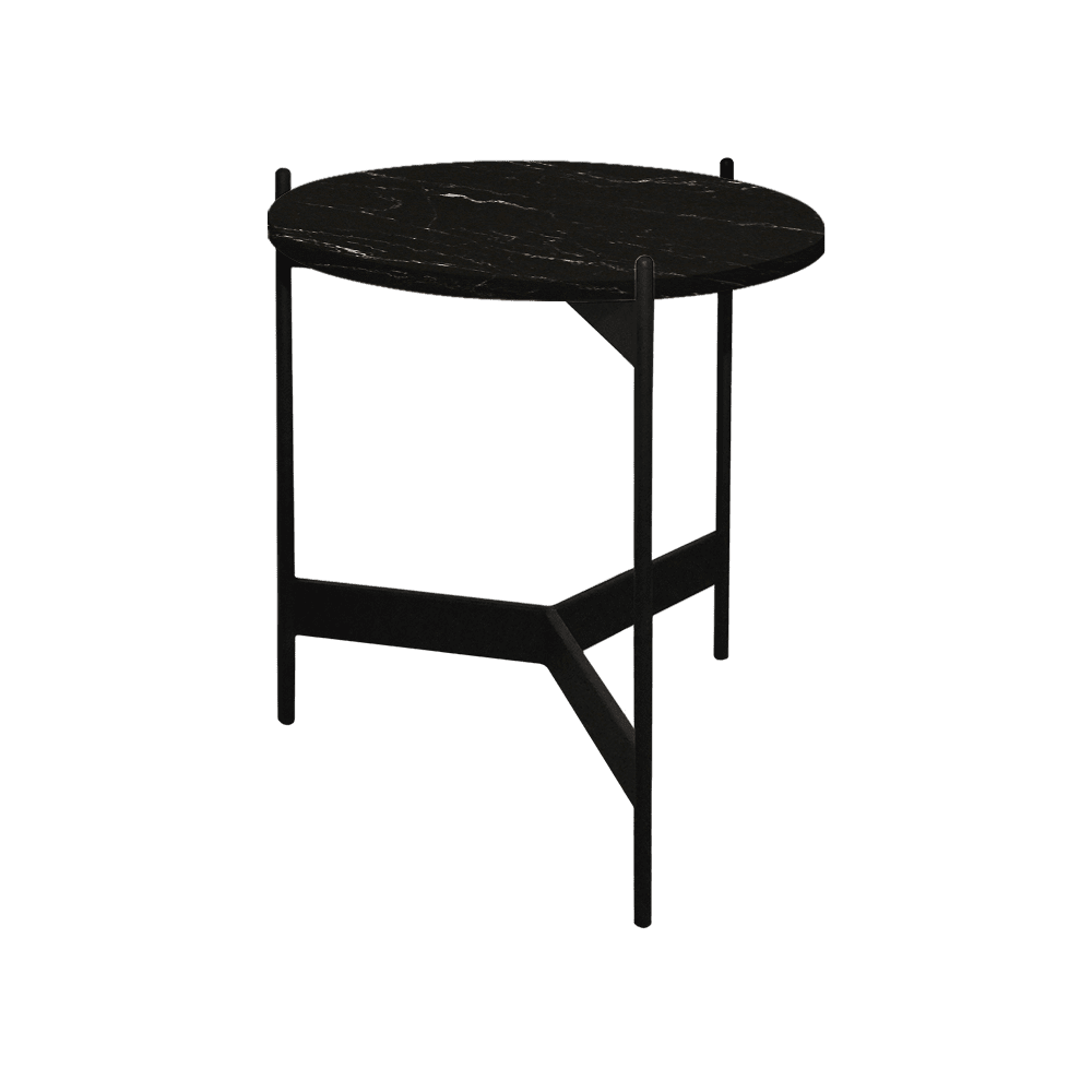 Mix & Match Round Marble Side Table with Black Y-shaped Metal Base