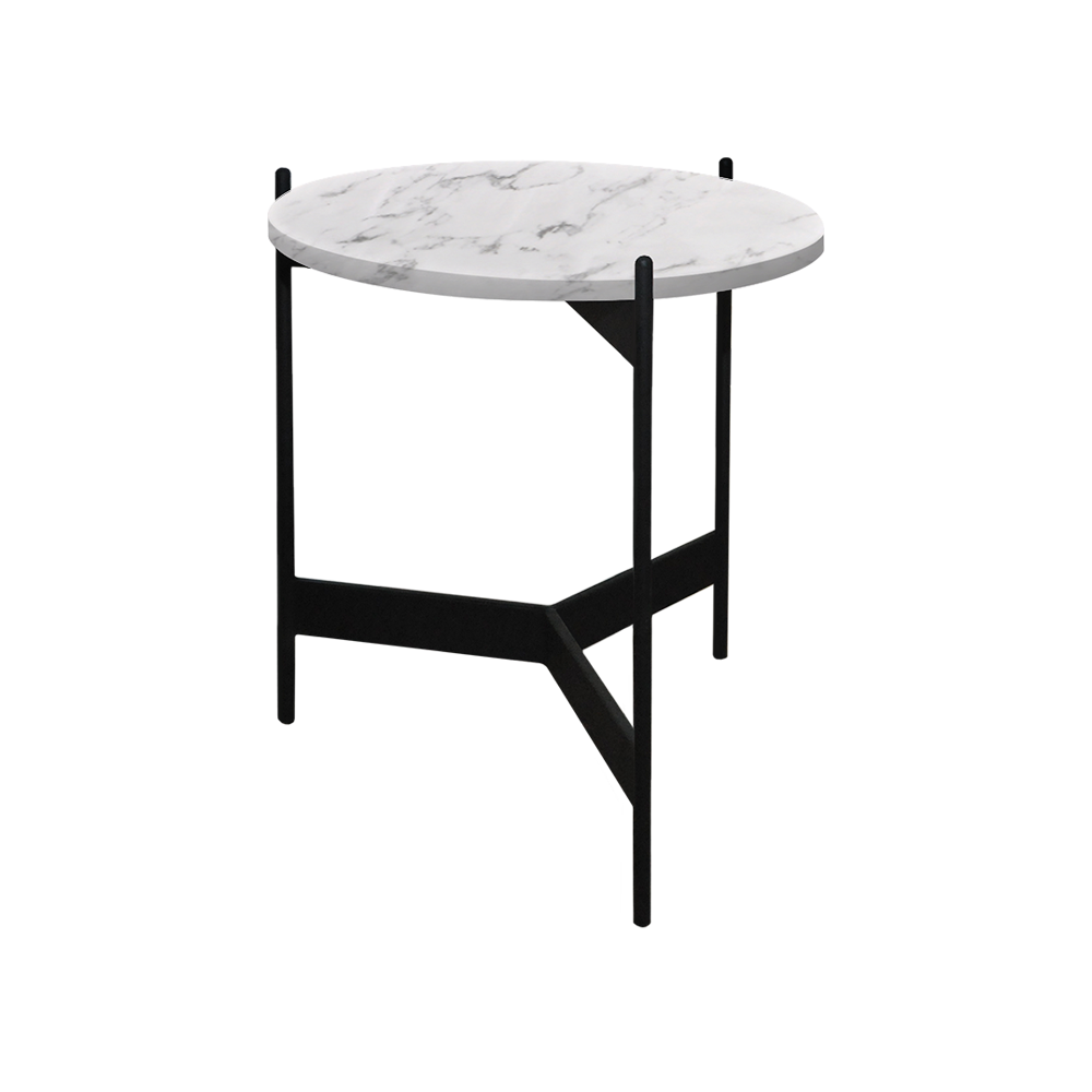 Mix & Match Round Marble Side Table with Black Y-shaped Metal Base