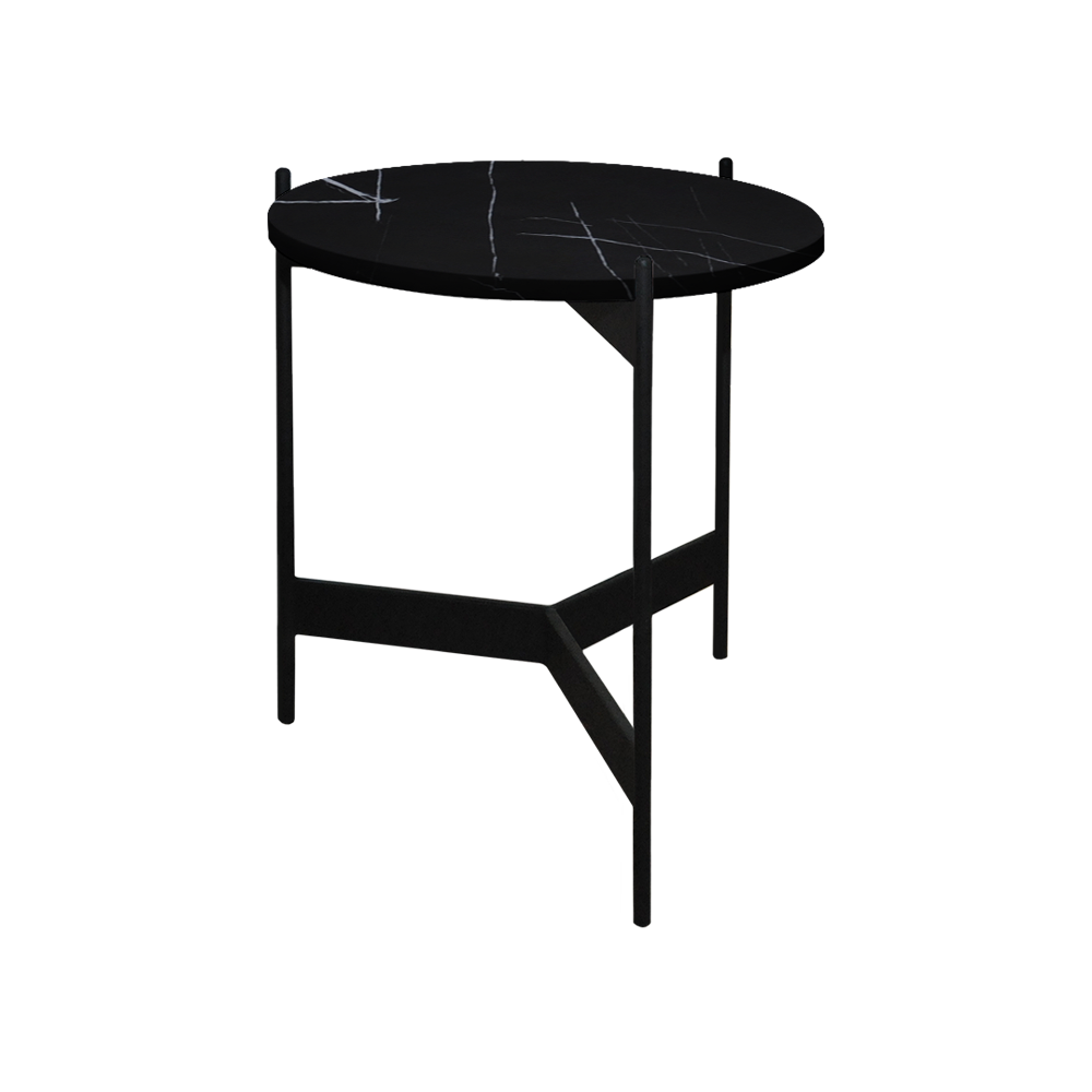Mix & Match Round Marble Side Table with Black Y-shaped Metal Base