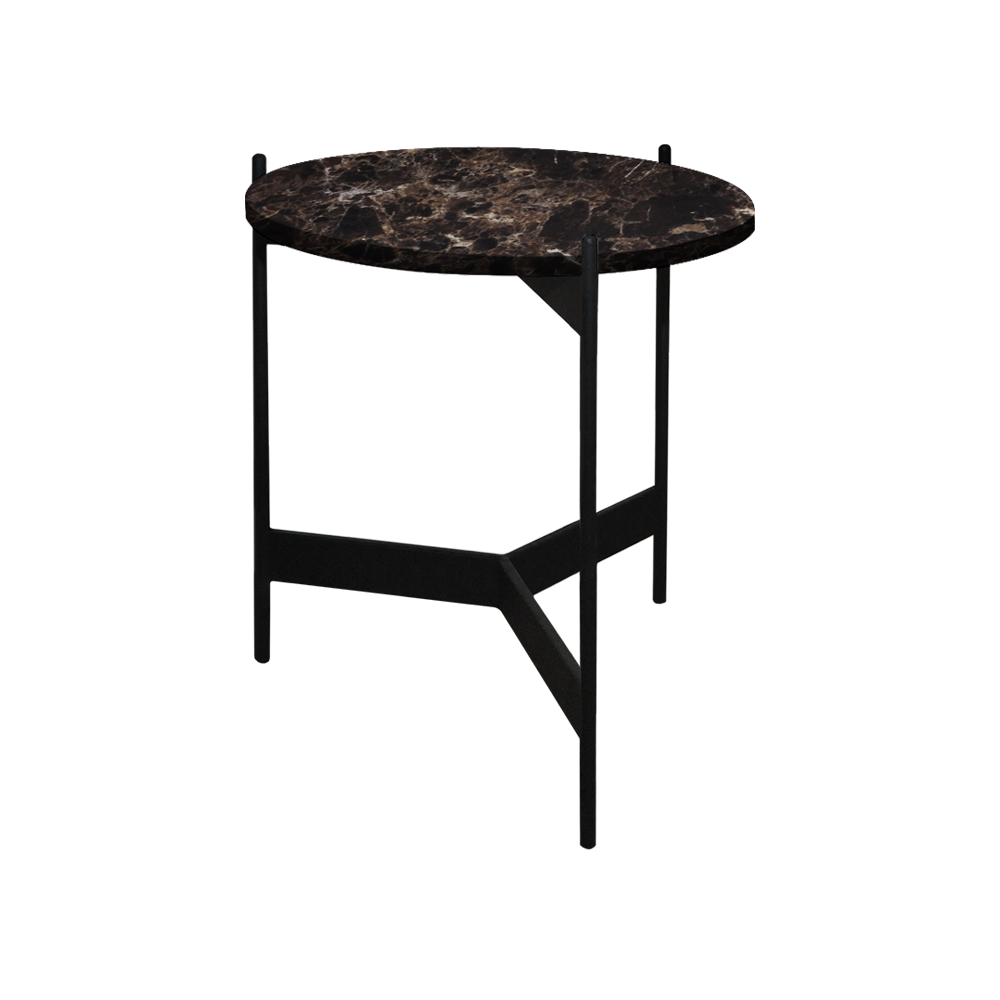Mix & Match Round Marble Side Table with Black Y-shaped Metal Base