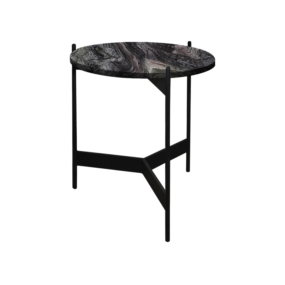 Mix & Match Round Marble Side Table with Black Y-shaped Metal Base