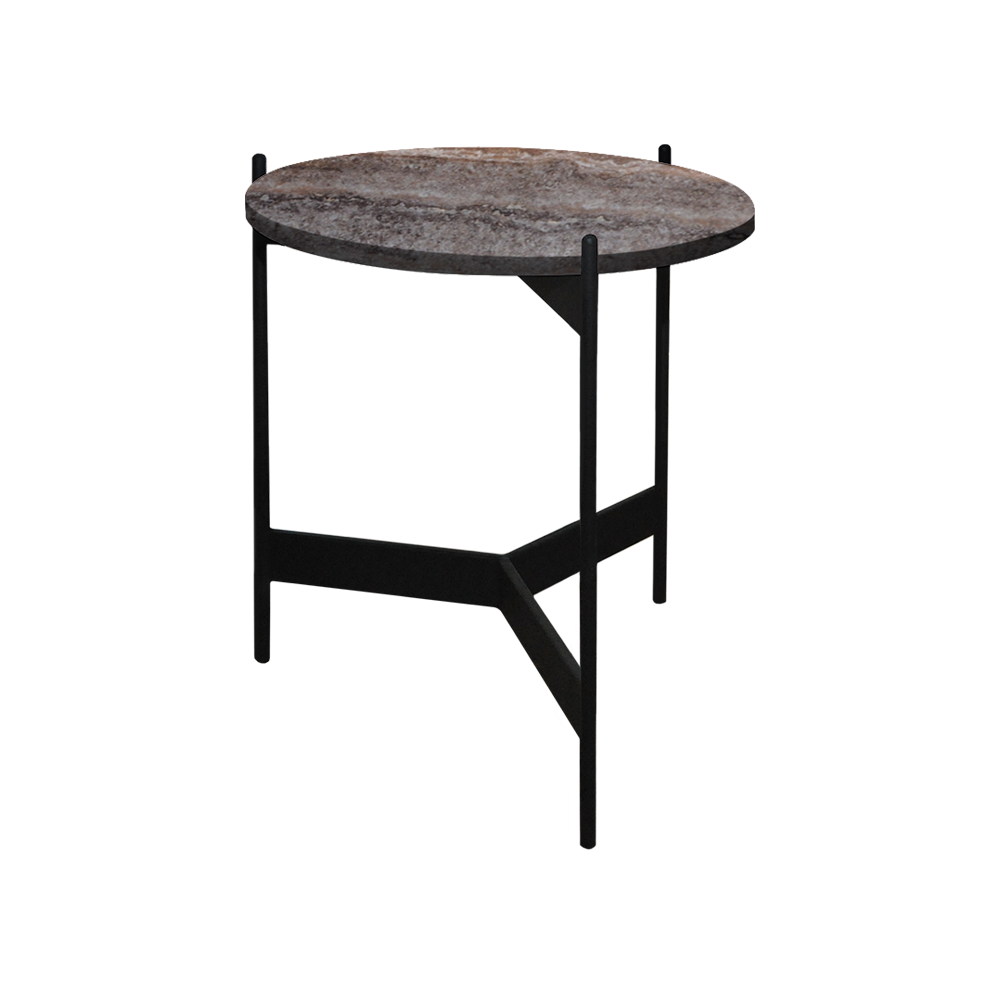 Mix & Match Round Marble Side Table with Black Y-shaped Metal Base