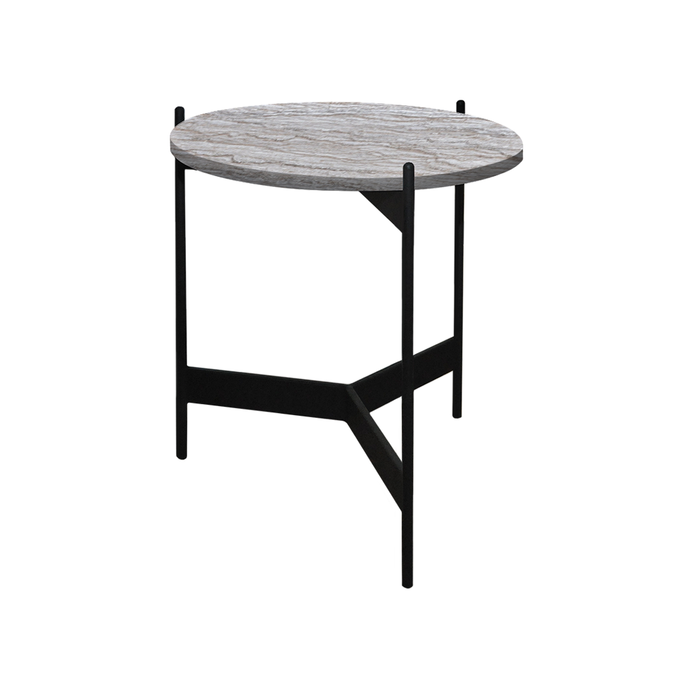 Mix & Match Round Marble Side Table with Black Y-shaped Metal Base