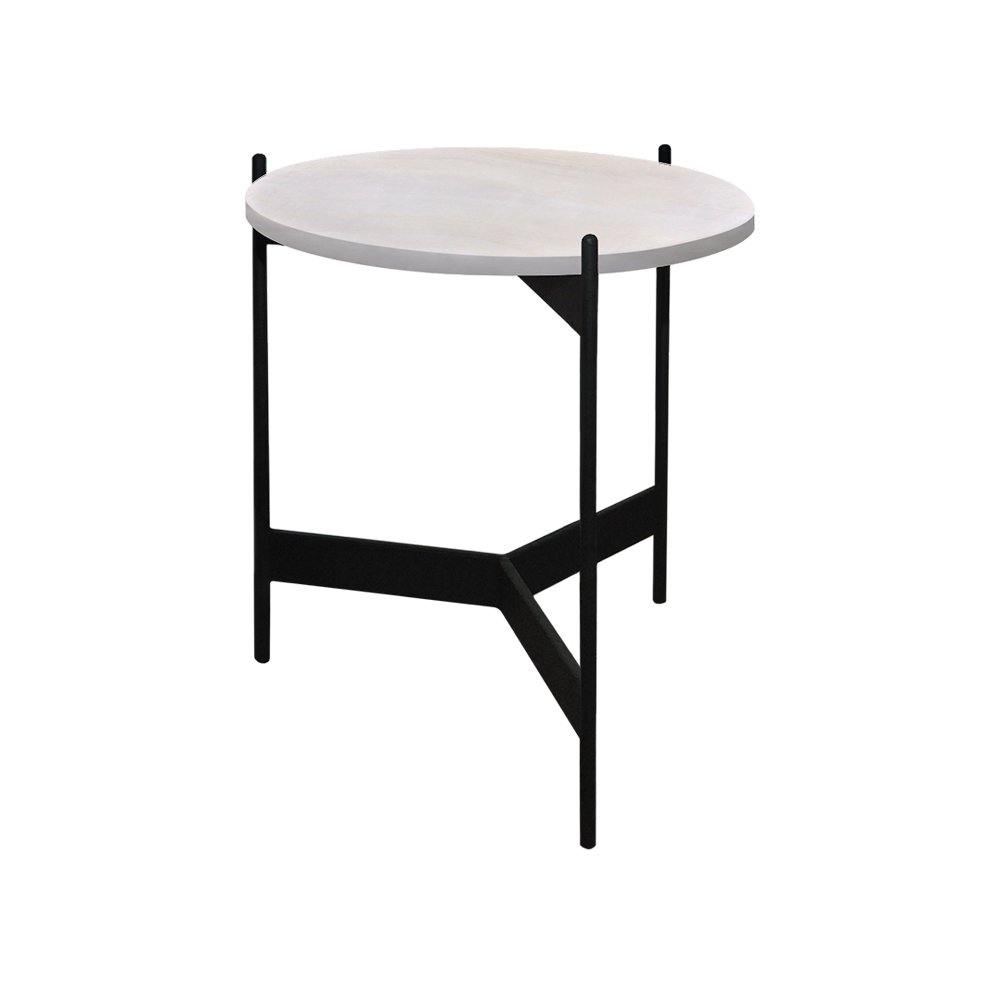 Mix & Match Round Marble Side Table with Black Y-shaped Metal Base
