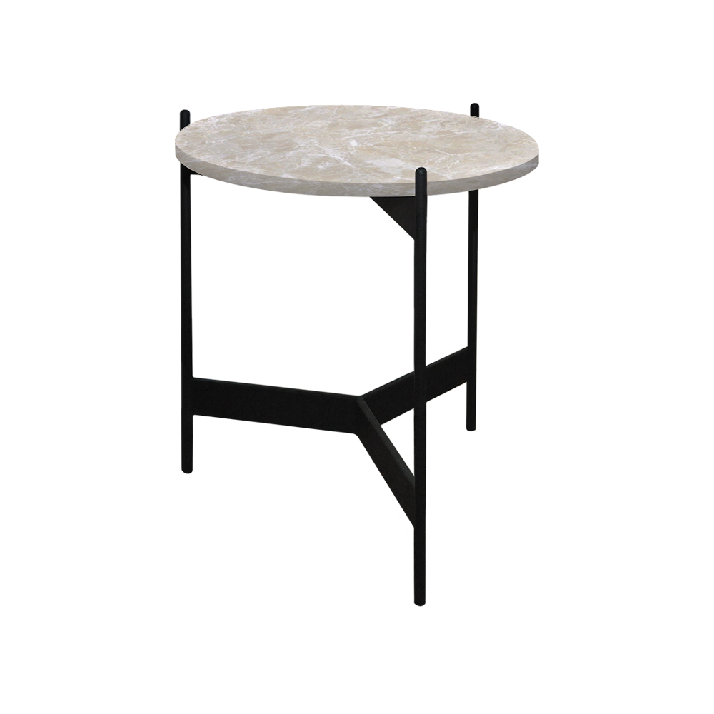 Mix & Match Round Marble Side Table with Black Y-shaped Metal Base