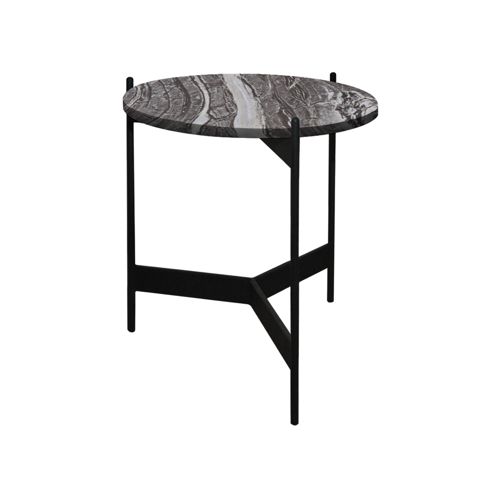 Mix & Match Round Marble Side Table with Black Y-shaped Metal Base