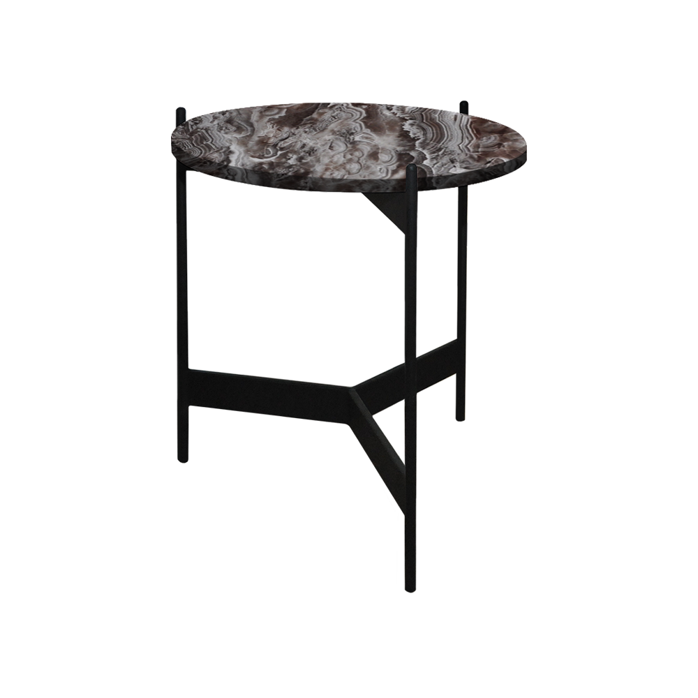 Mix & Match Round Marble Side Table with Black Y-shaped Metal Base