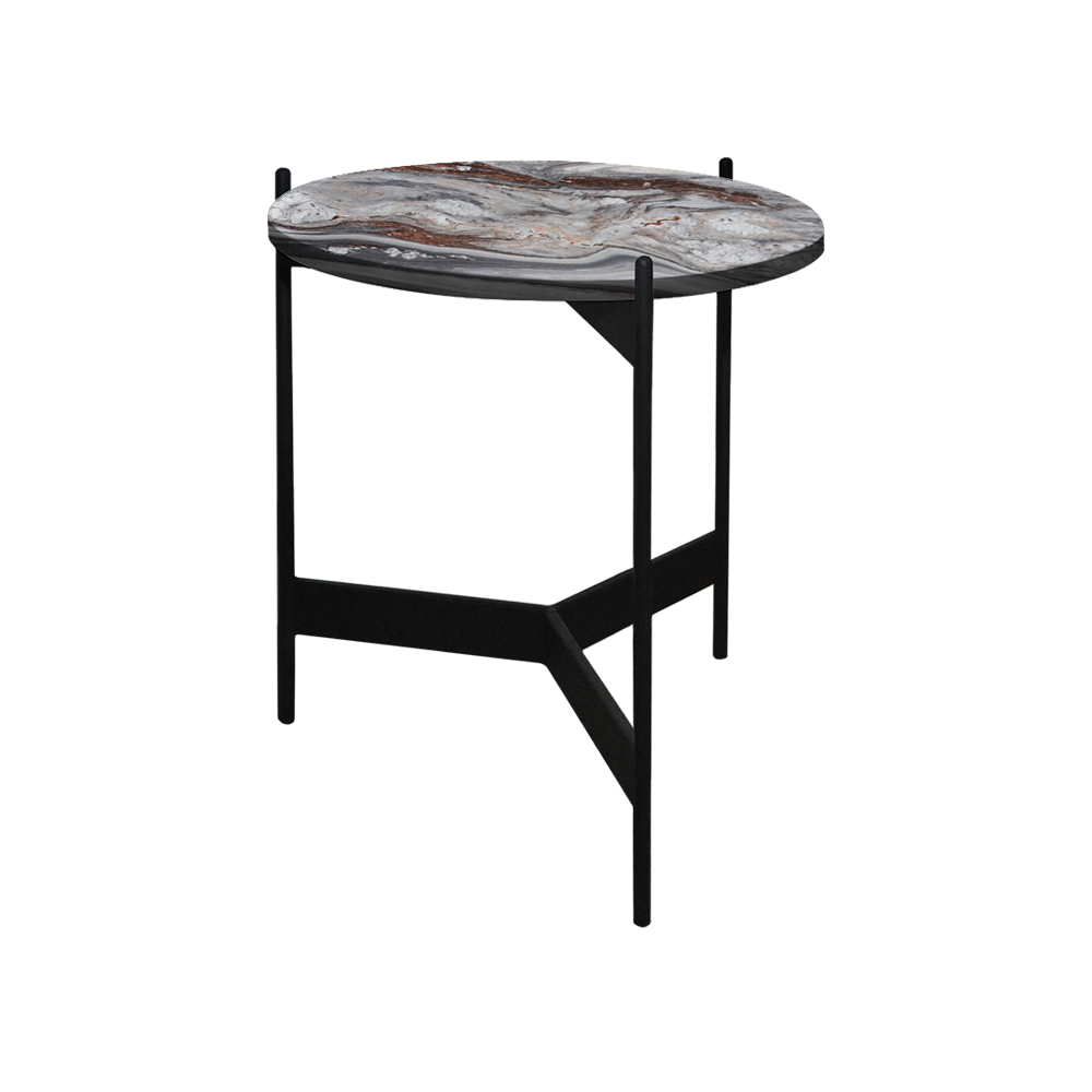 Mix & Match Round Marble Side Table with Black Y-shaped Metal Base