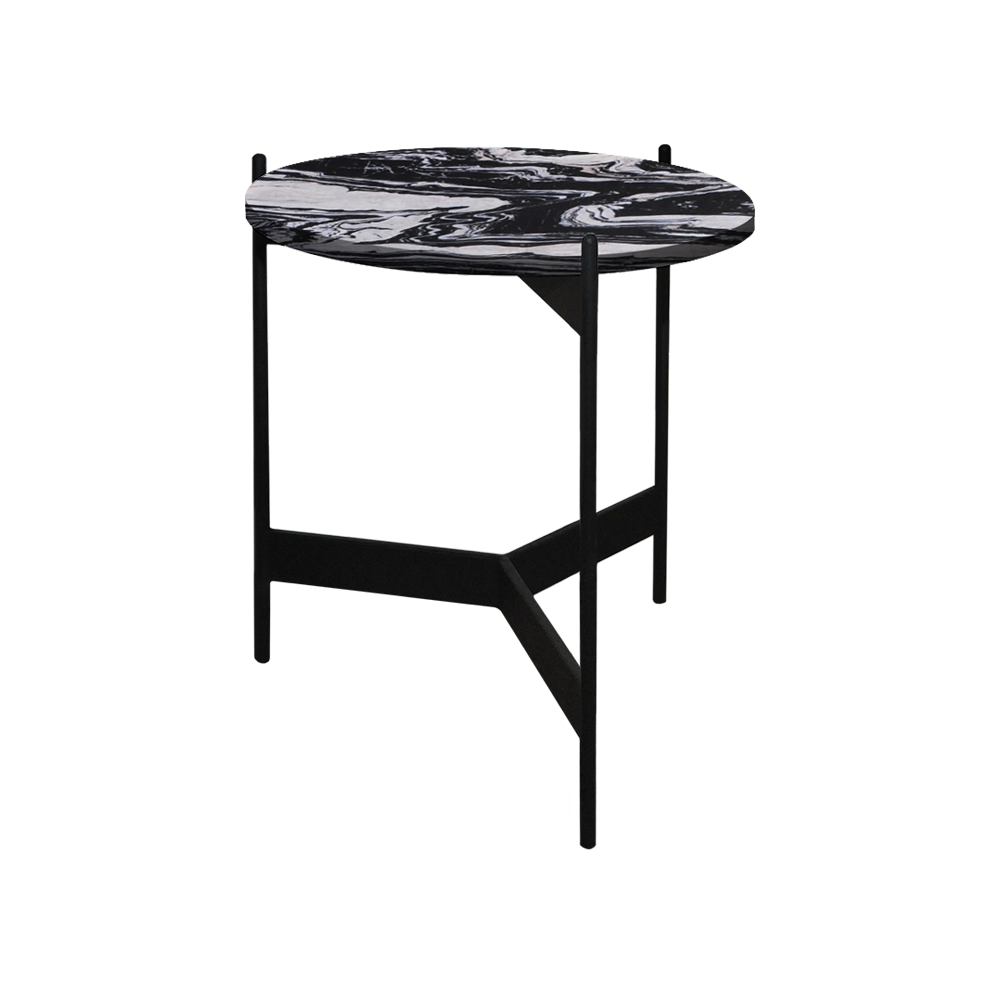 Mix & Match Round Marble Side Table with Black Y-shaped Metal Base