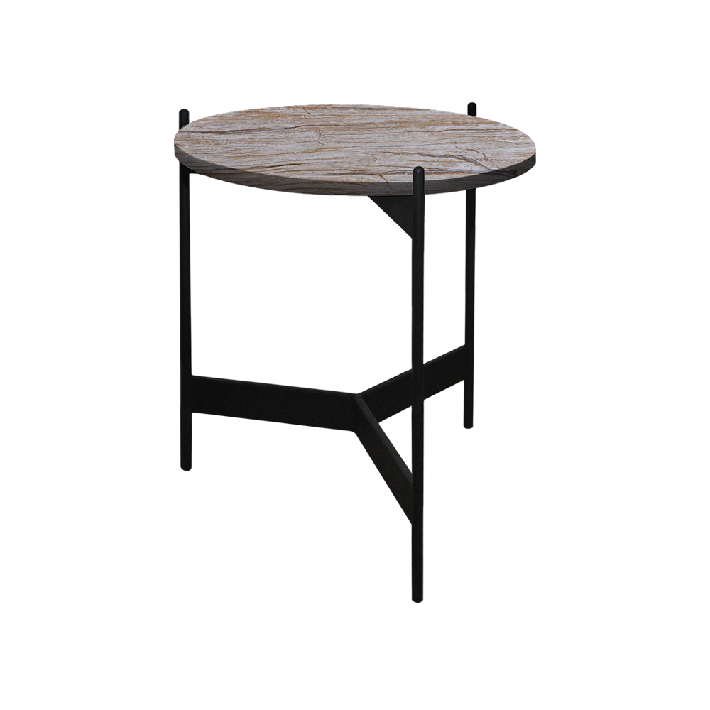 Mix & Match Round Marble Side Table with Black Y-shaped Metal Base