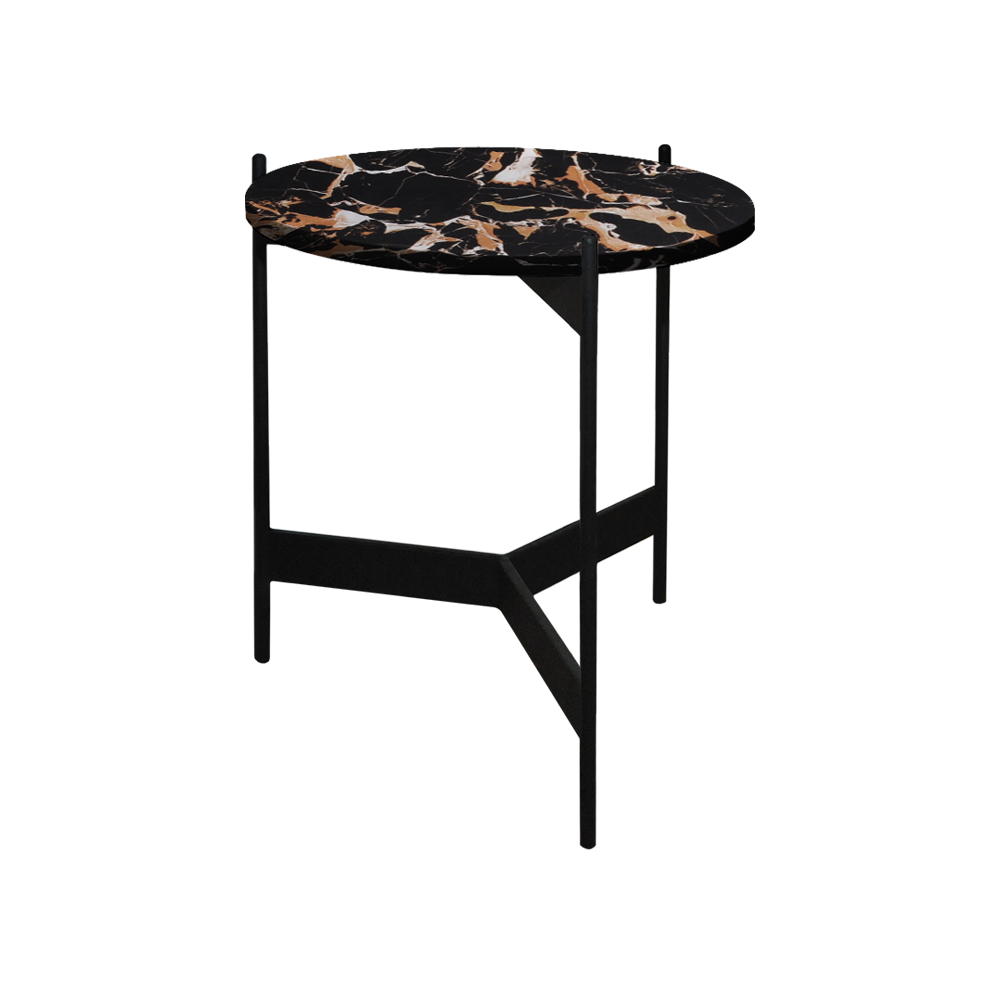 Mix & Match Round Marble Side Table with Black Y-shaped Metal Base