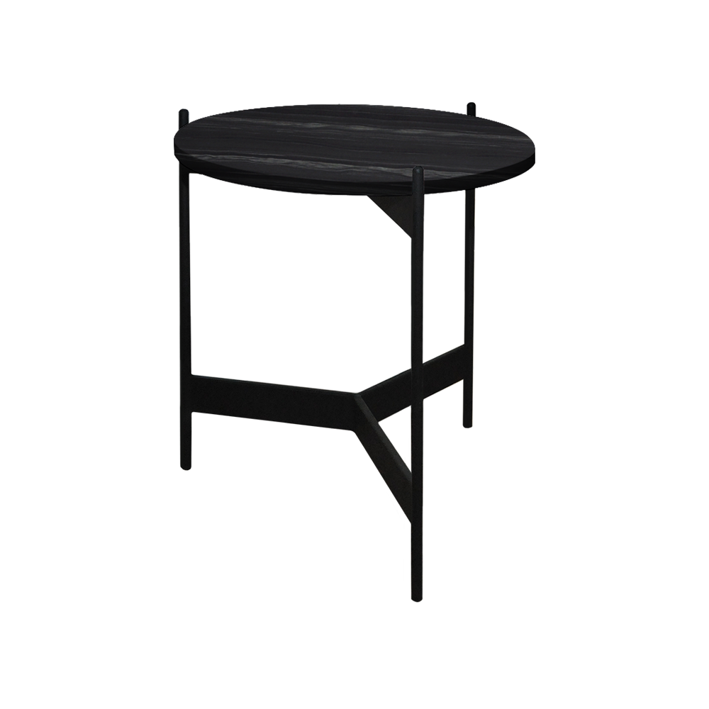 Mix & Match Round Marble Side Table with Black Y-shaped Metal Base