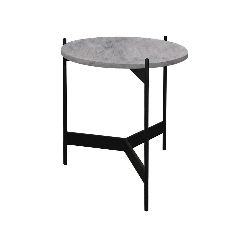 Mix & Match Round Marble Side Table with Black Y-shaped Metal Base