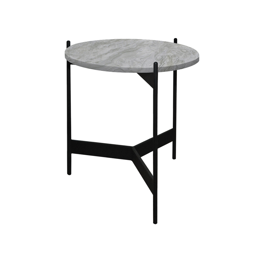 Mix & Match Round Marble Side Table with Black Y-shaped Metal Base