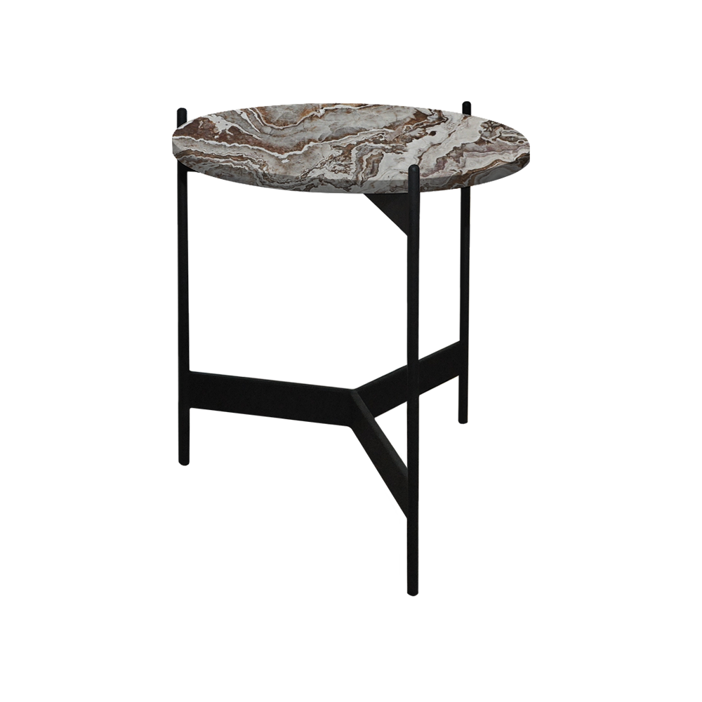 Mix & Match Round Marble Side Table with Black Y-shaped Metal Base