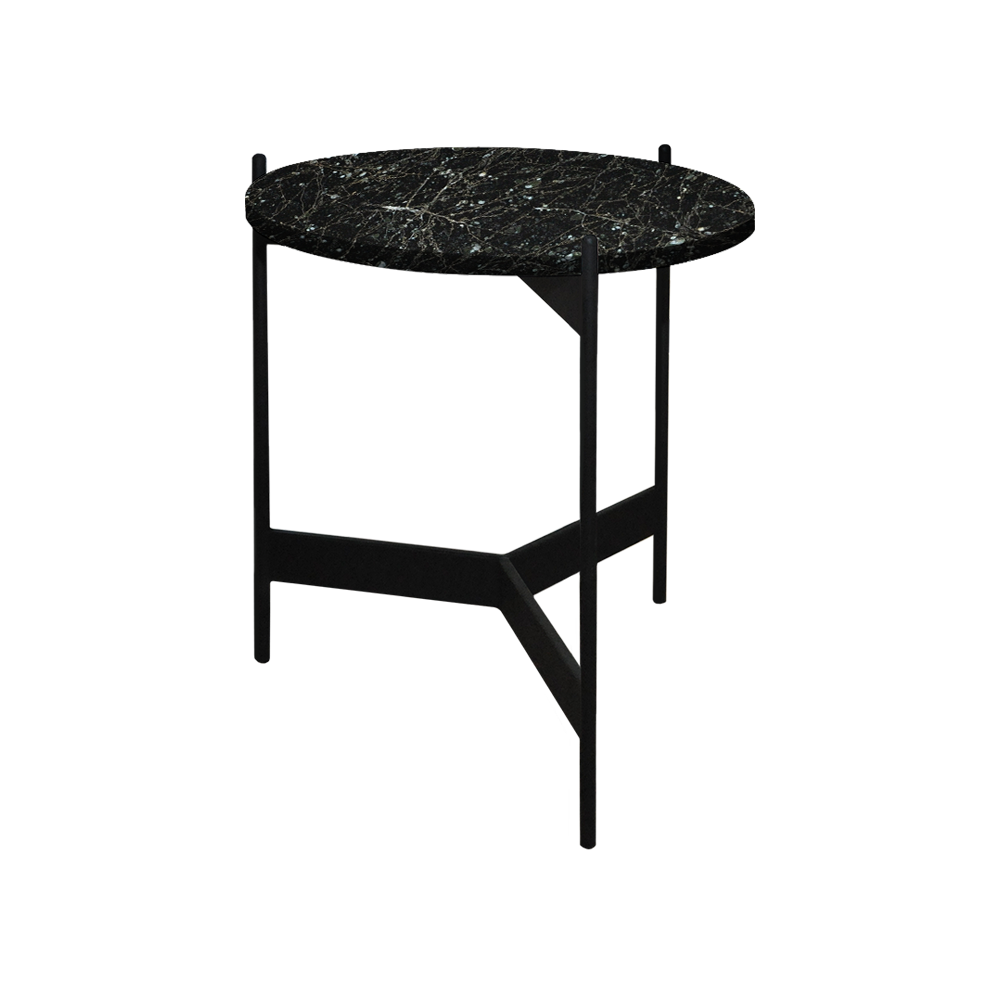 Mix & Match Round Marble Side Table with Black Y-shaped Metal Base