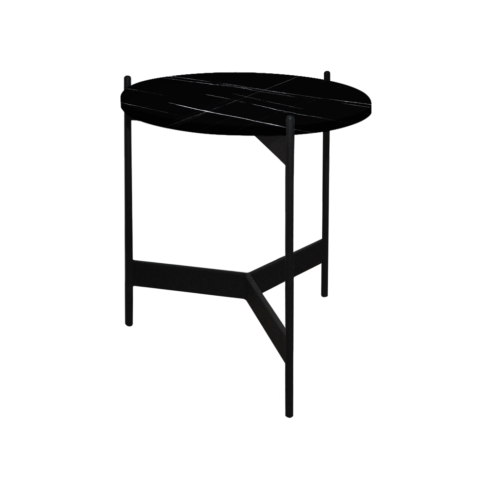 Mix & Match Round Marble Side Table with Black Y-shaped Metal Base
