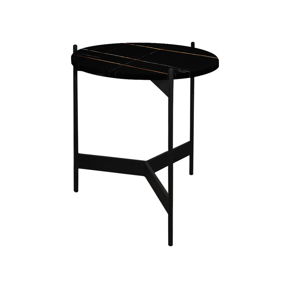 Mix & Match Round Marble Side Table with Black Y-shaped Metal Base