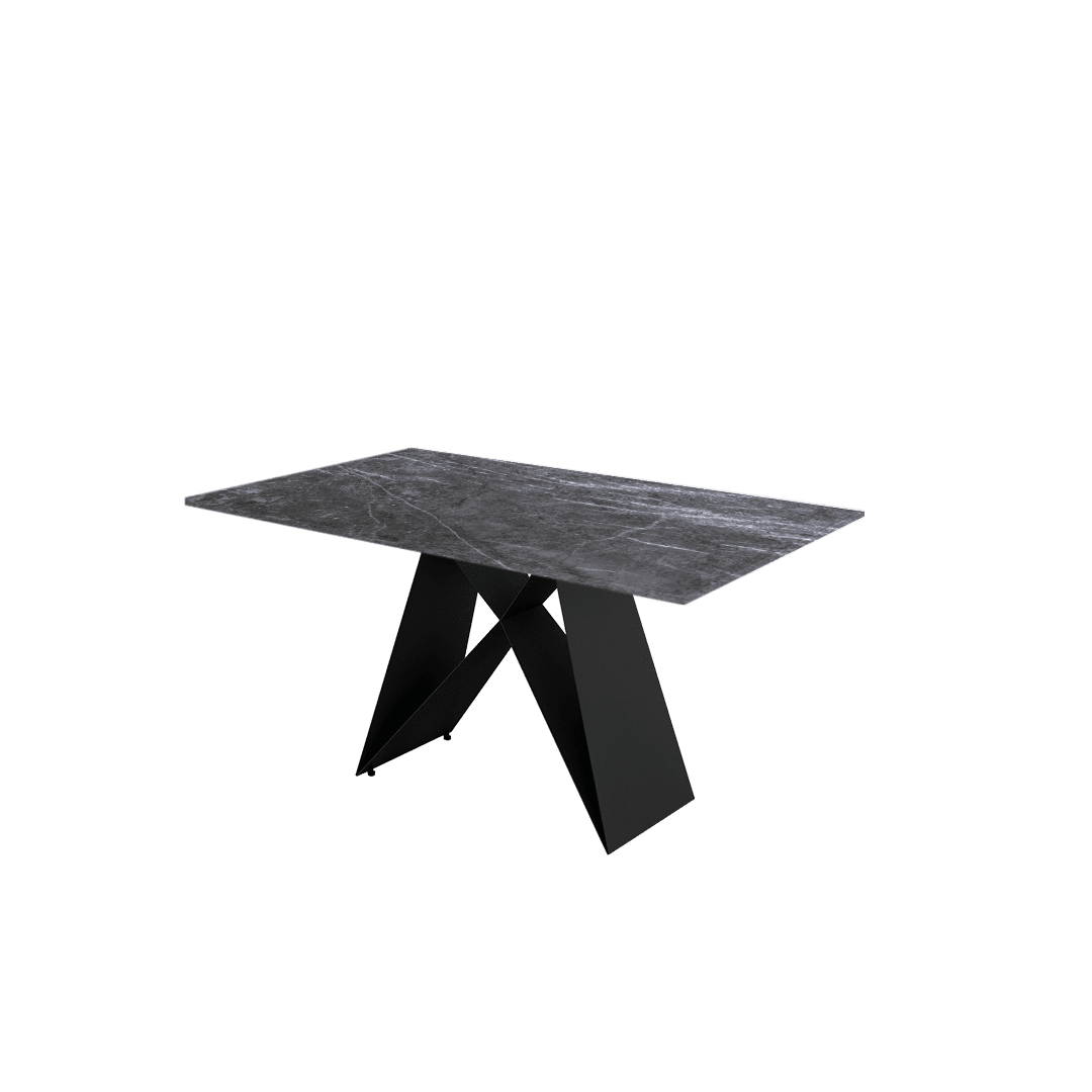 5ft Rectangular Era Silver Natural Marble Dining Table