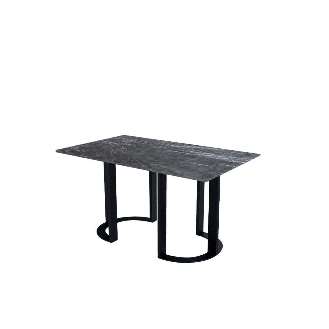 5ft Rectangular Era Silver Natural Marble Dining Table