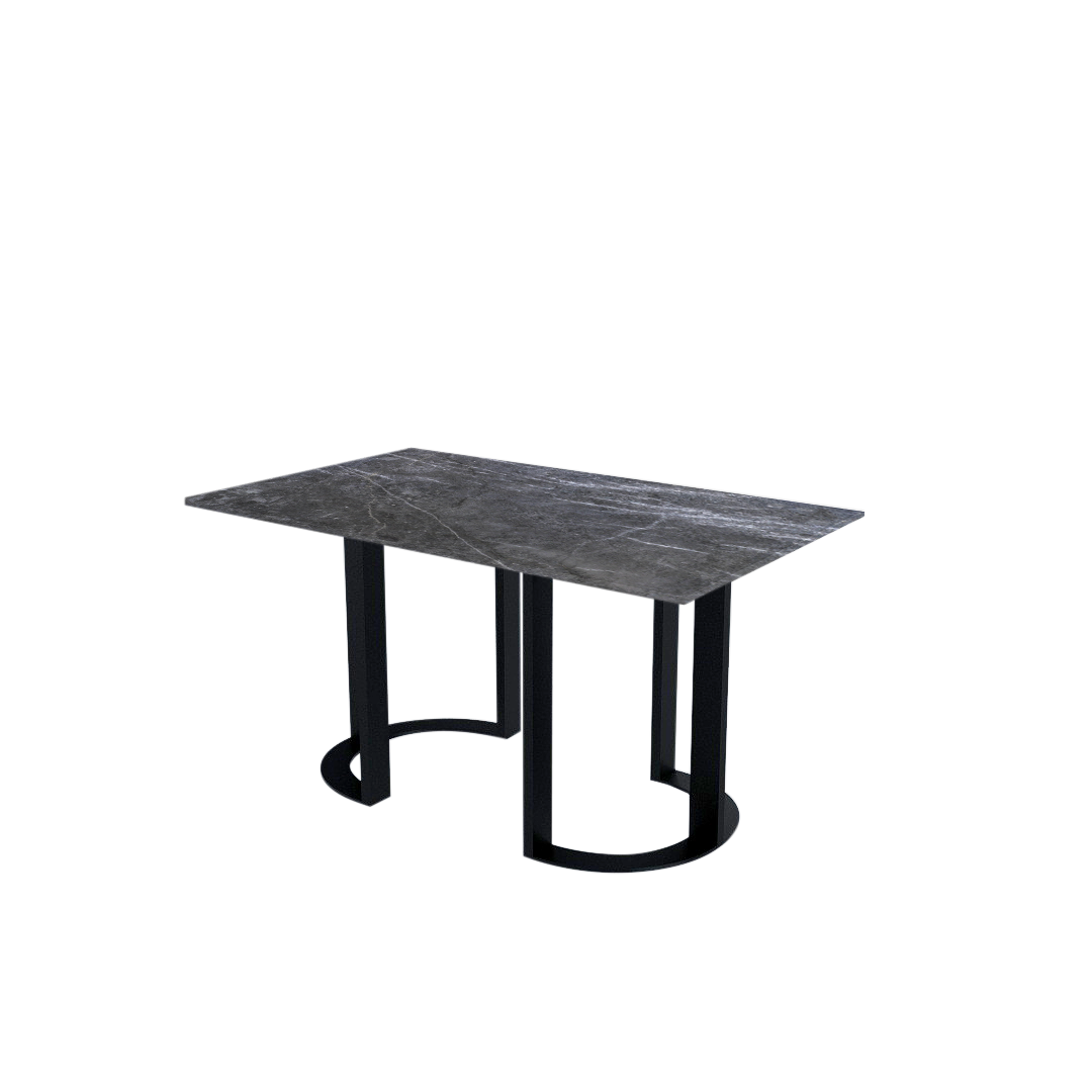 5ft Rectangular Era Silver Natural Marble Dining Table