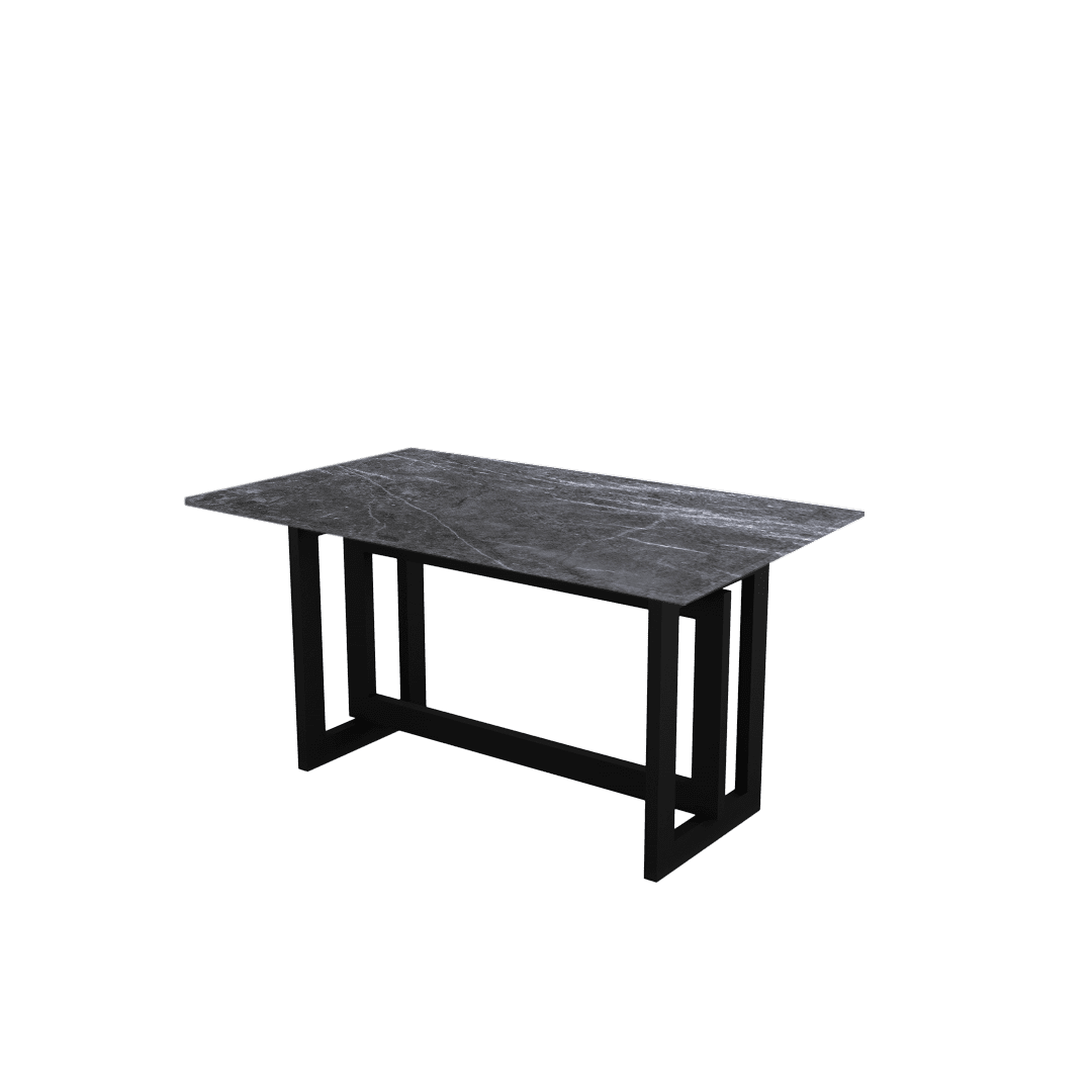 5ft Rectangular Era Silver Natural Marble Dining Table