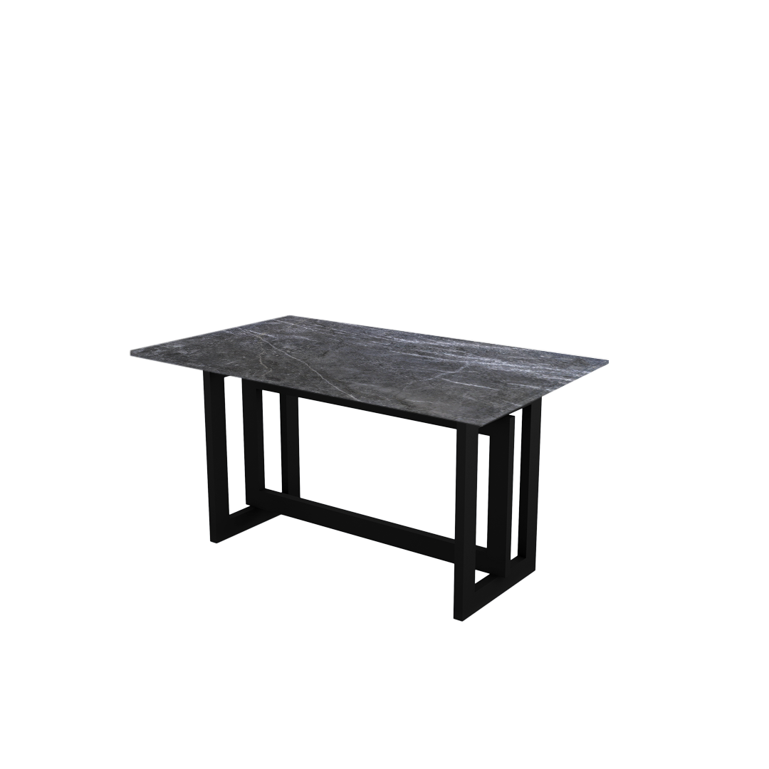 5ft Rectangular Era Silver Natural Marble Dining Table