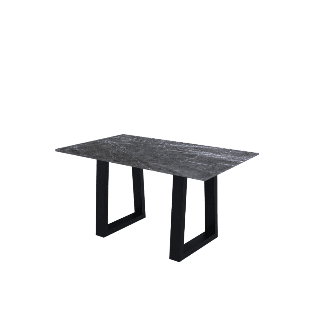 5ft Rectangular Era Silver Natural Marble Dining Table
