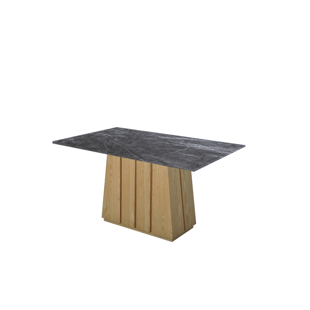 5ft Rectangular Era Silver Natural Marble Dining Table