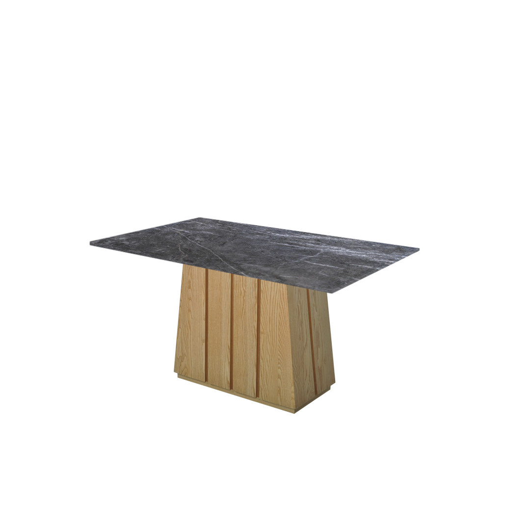 5ft Rectangular Era Silver Natural Marble Dining Table
