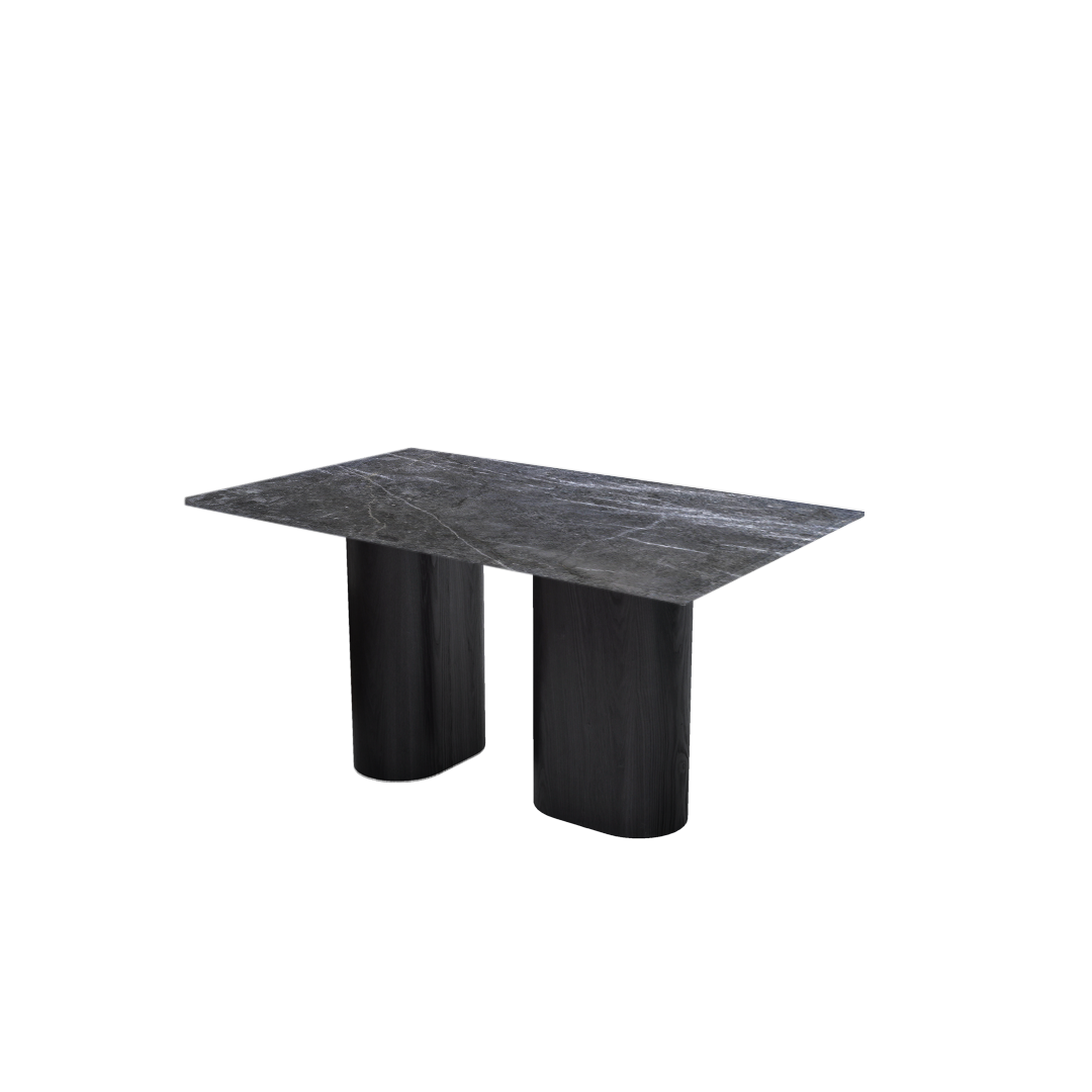 5ft Rectangular Era Silver Natural Marble Dining Table