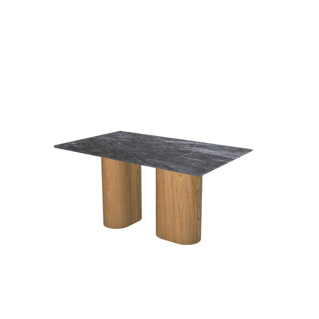 5ft Rectangular Era Silver Natural Marble Dining Table