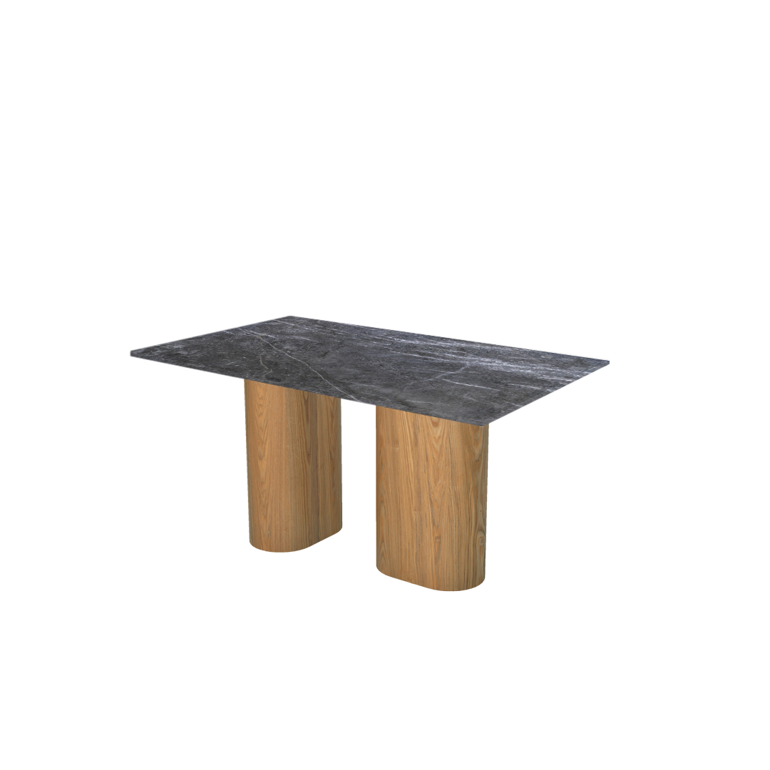 5ft Rectangular Era Silver Natural Marble Dining Table