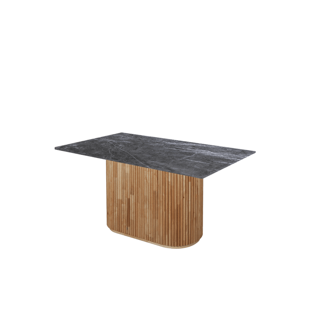 5ft Rectangular Era Silver Natural Marble Dining Table