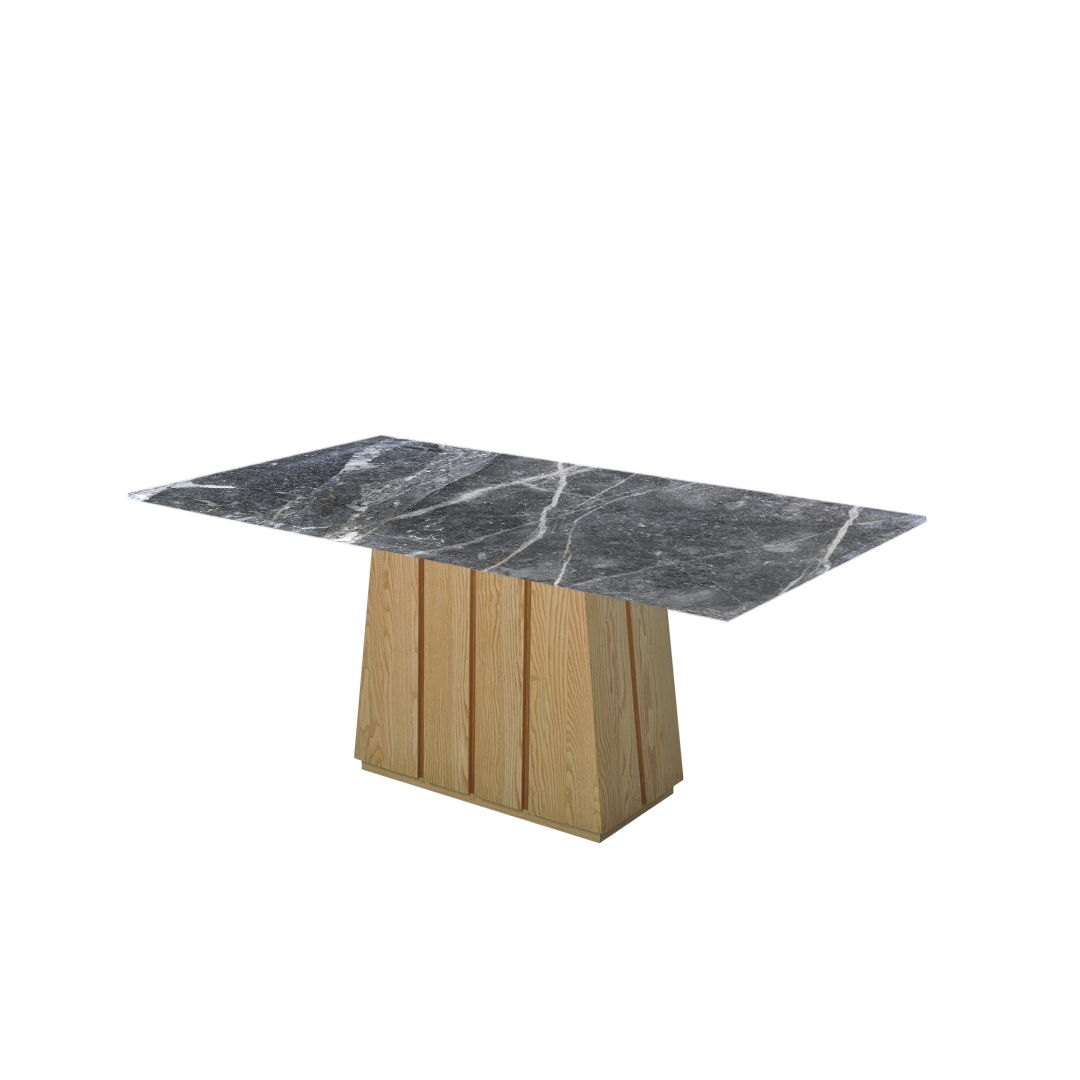 6ft Rectangular Era Silver Natural Marble Dining Table