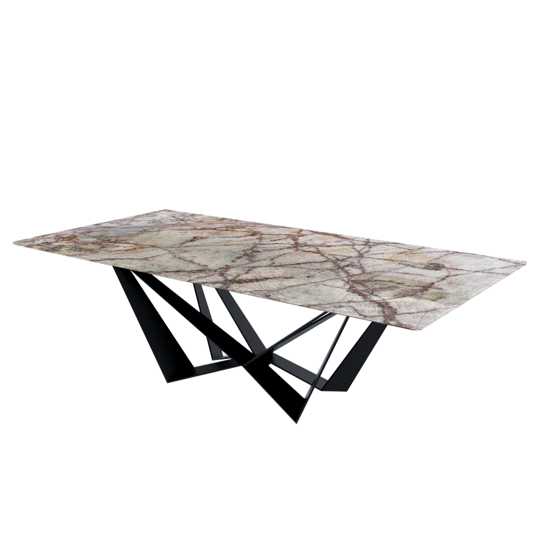 8ft Rectangular Spider Onyx Natural Marble Dining Table