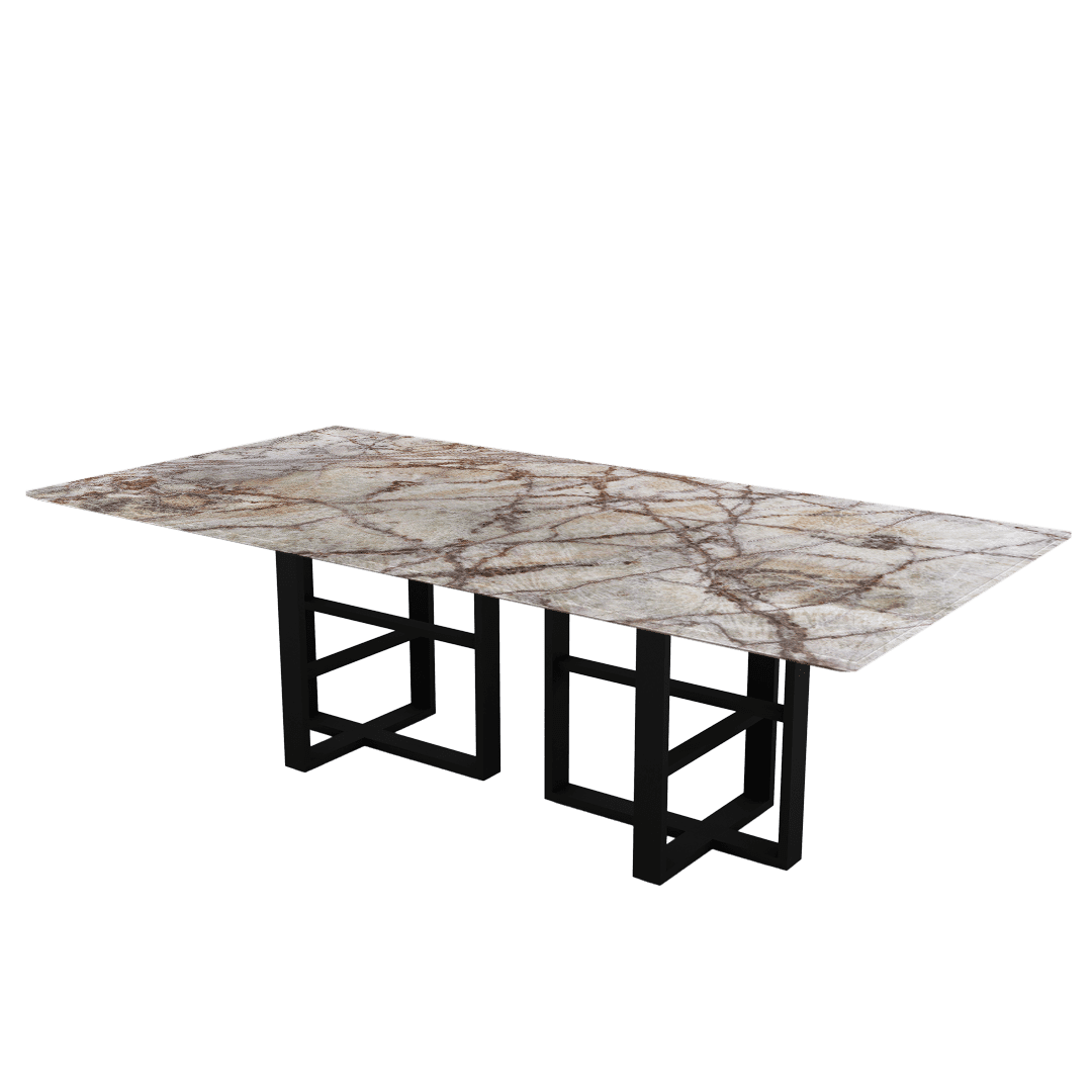 8ft Rectangular Spider Onyx Natural Marble Dining Table