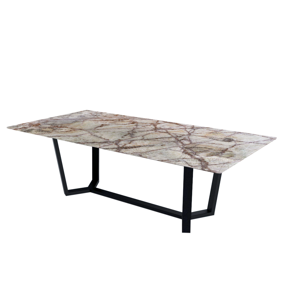 8ft Rectangular Spider Onyx Natural Marble Dining Table