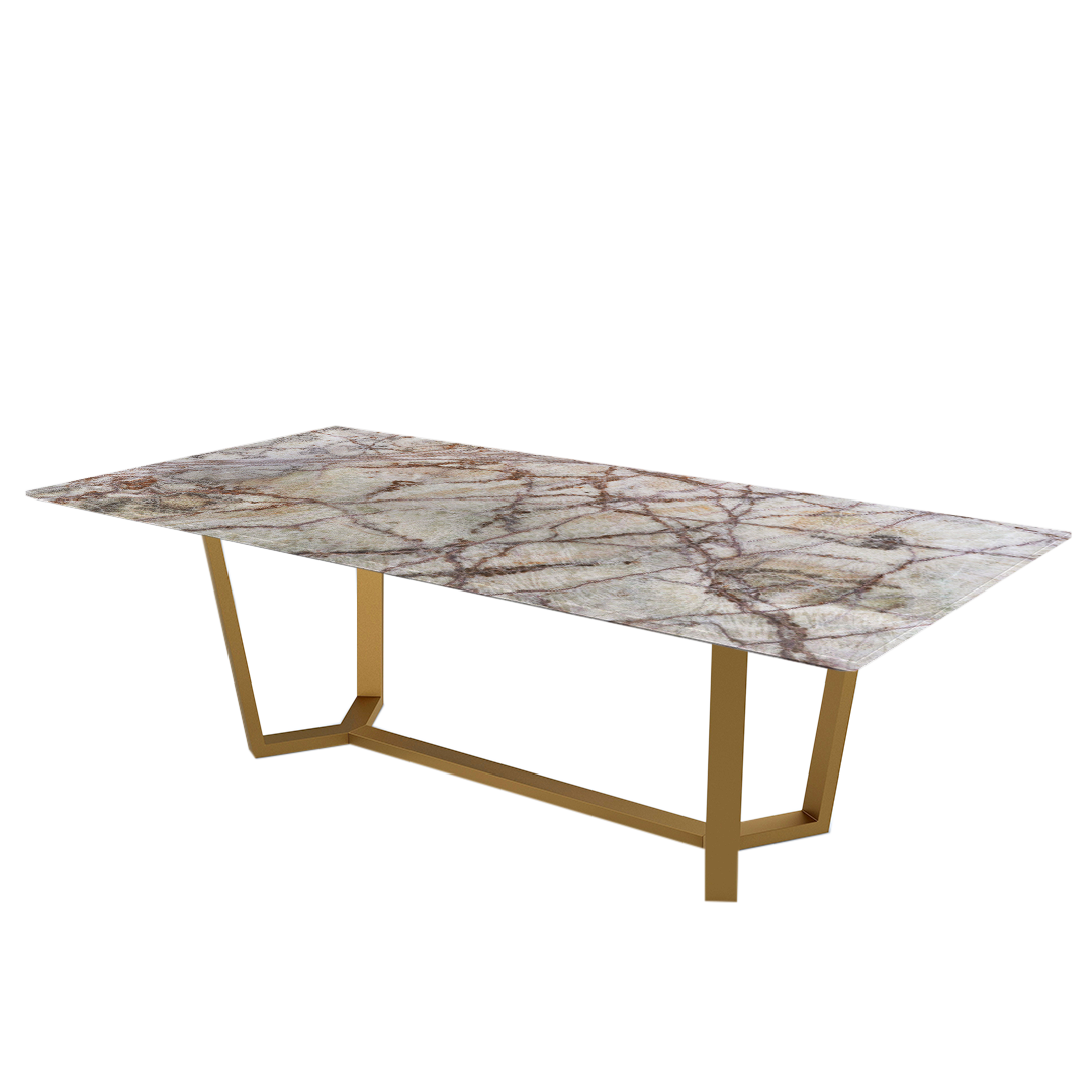 8ft Rectangular Spider Onyx Natural Marble Dining Table
