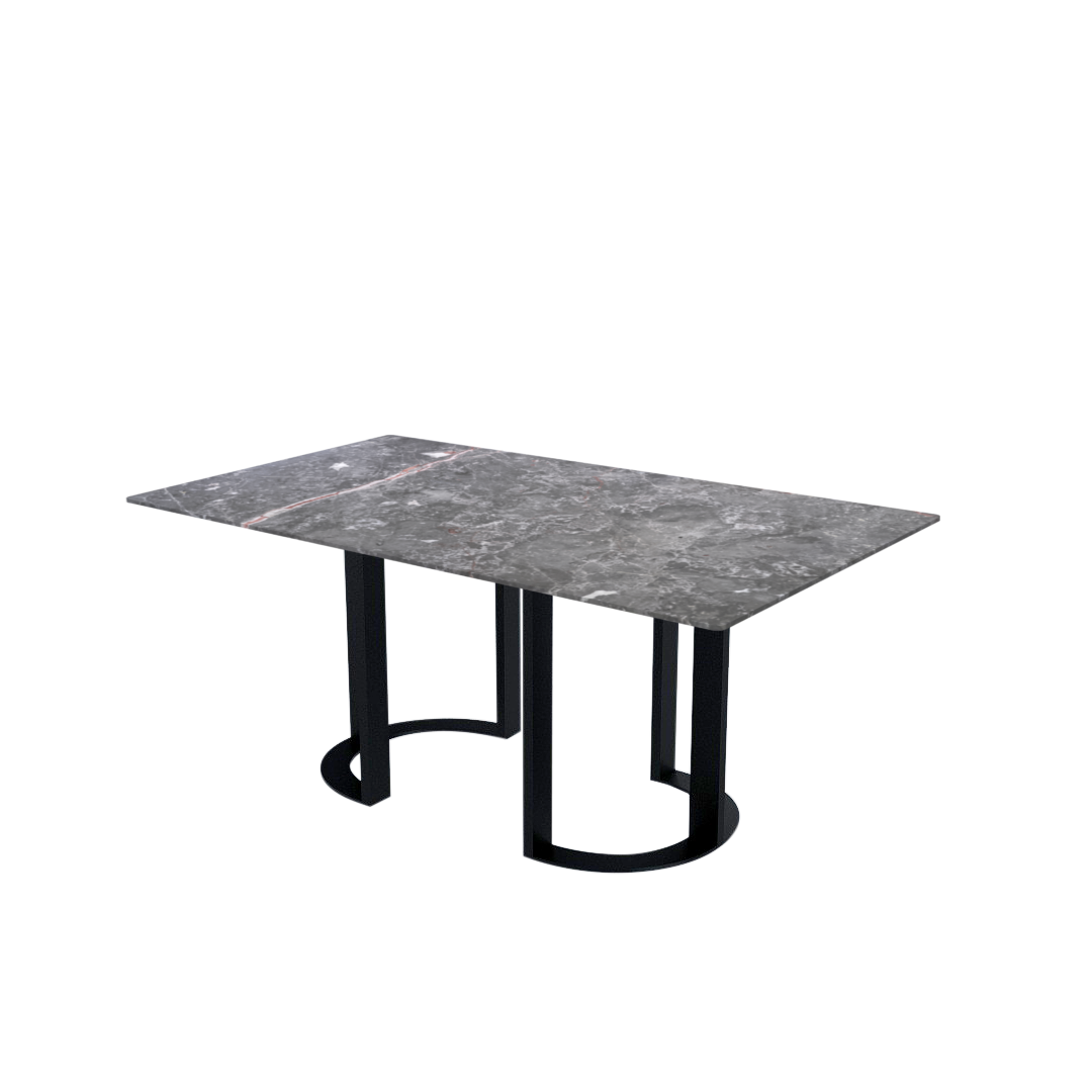 6ft Rectangular Perth Grey Natural Marble Dining Table