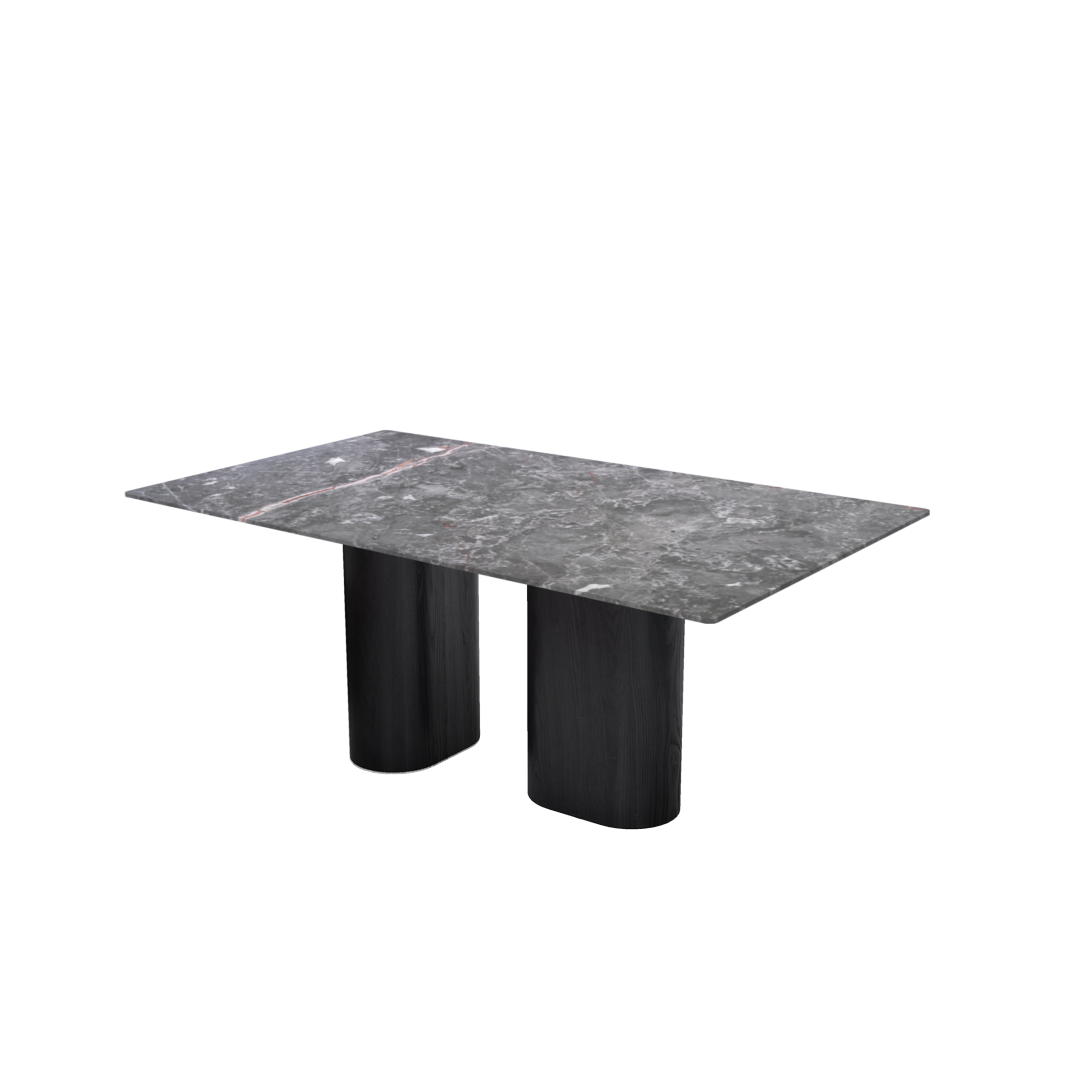 6ft Rectangular Perth Grey Natural Marble Dining Table
