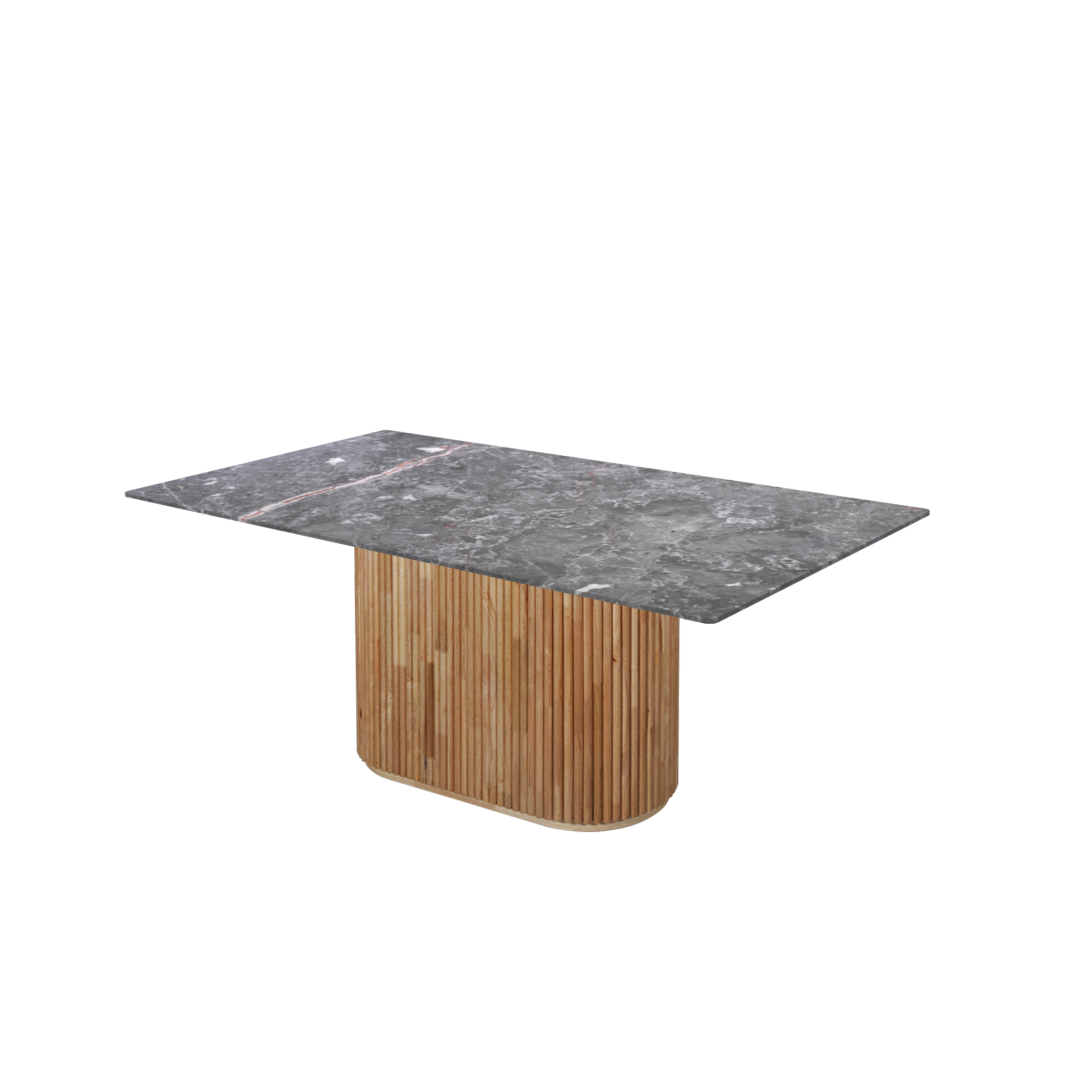 6ft Rectangular Perth Grey Natural Marble Dining Table