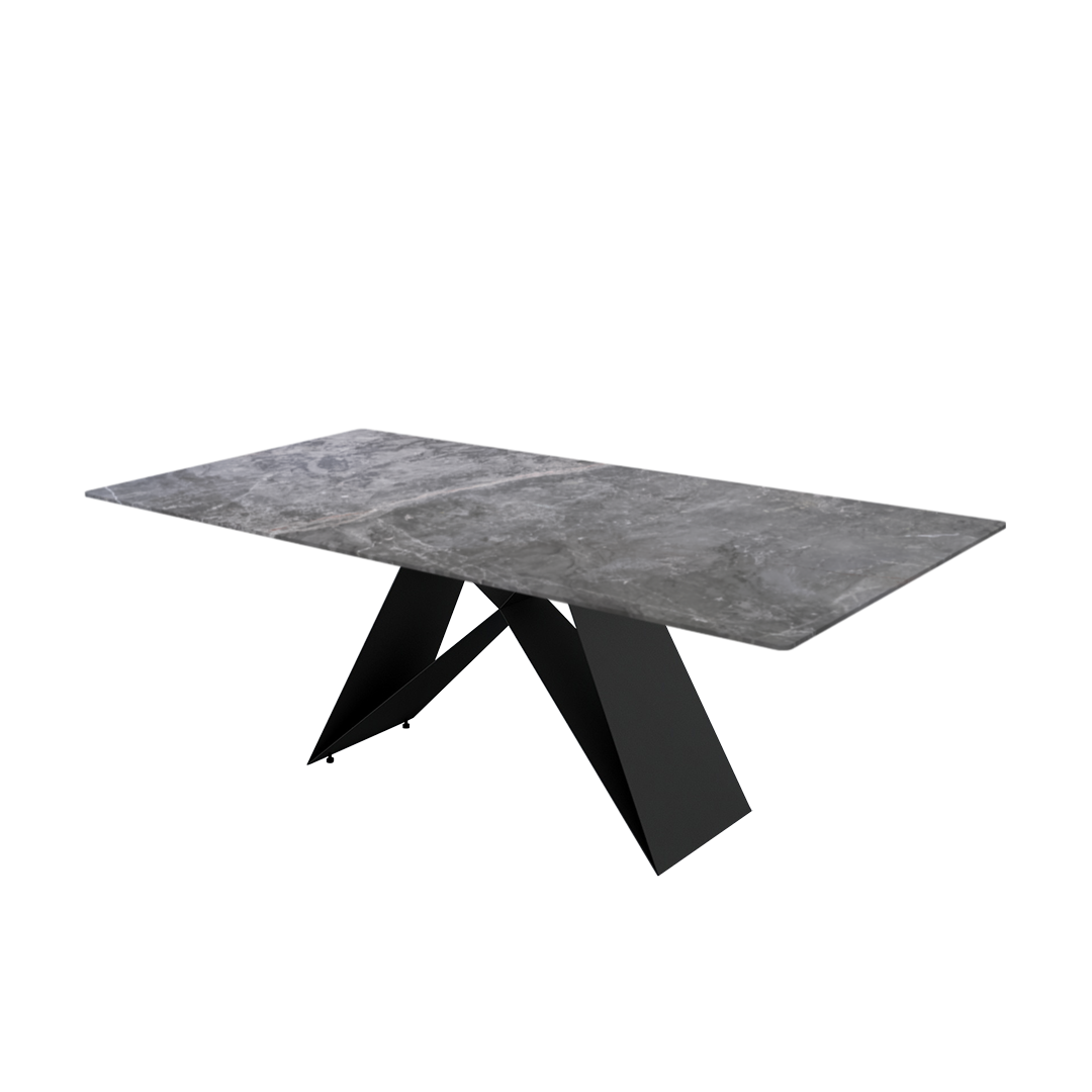 7ft Rectangular Perth Grey Natural Marble Dining Table