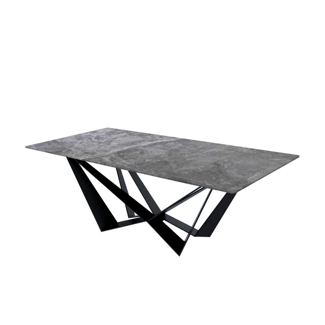 7ft Rectangular Perth Grey Natural Marble Dining Table