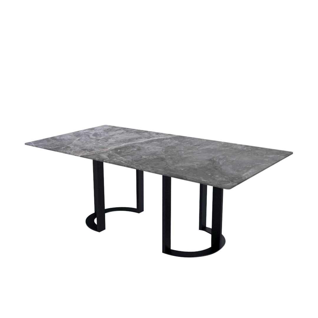 7ft Rectangular Perth Grey Natural Marble Dining Table