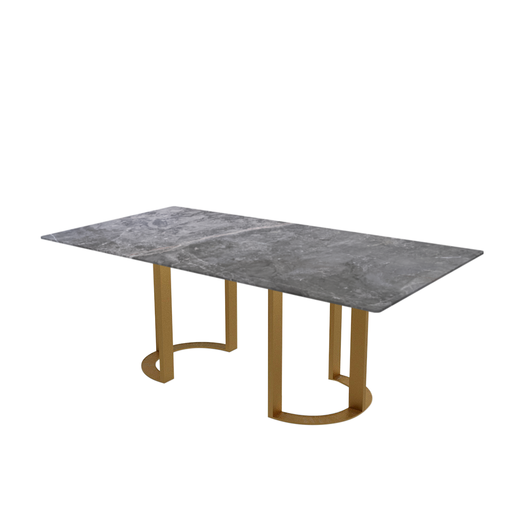 7ft Rectangular Perth Grey Natural Marble Dining Table