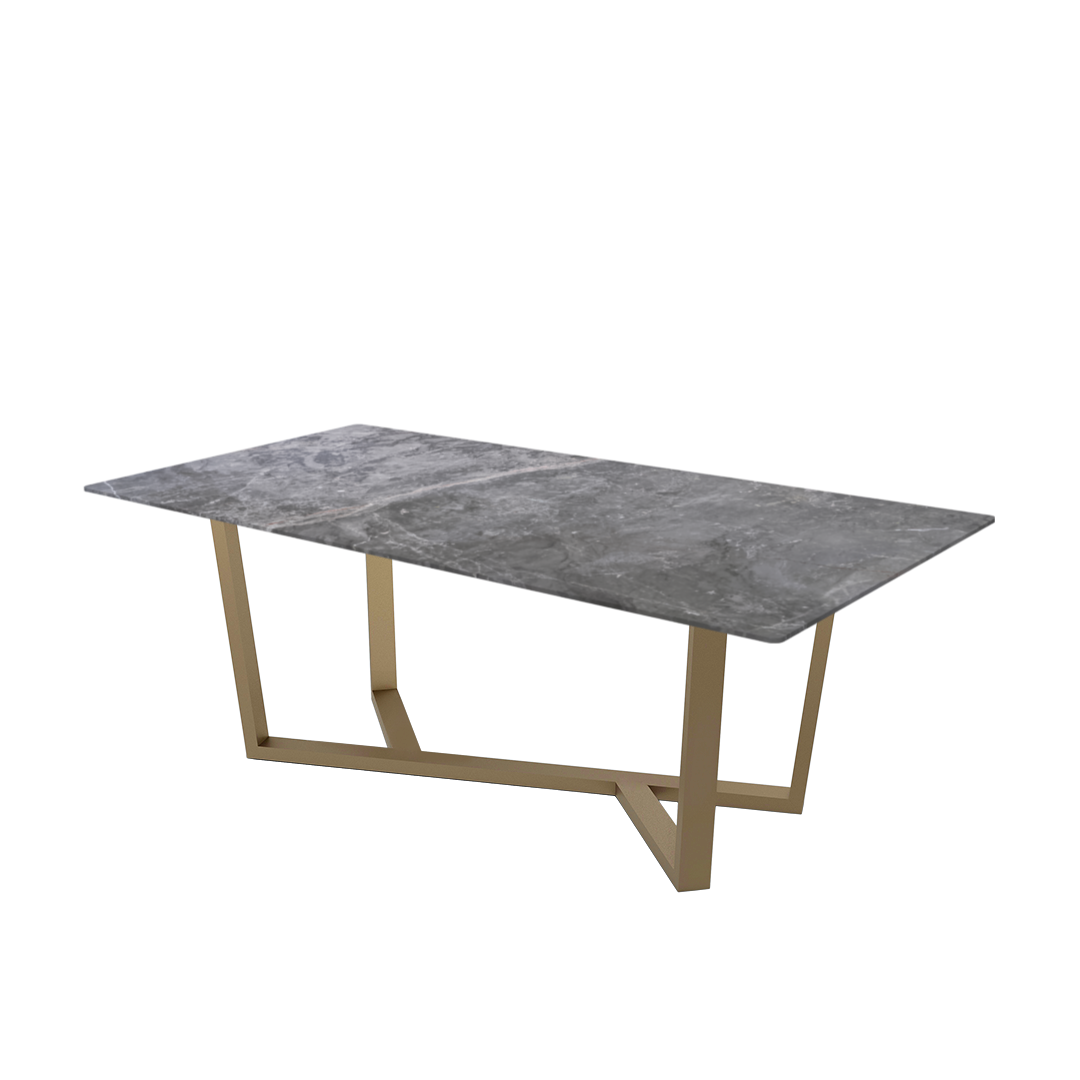 7ft Rectangular Perth Grey Natural Marble Dining Table